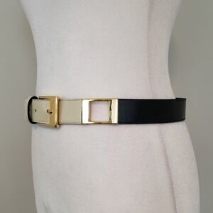 Vintage Mondi Womens Bull Leather Statement Belt 33.5" X 1" Timeless Colorblock